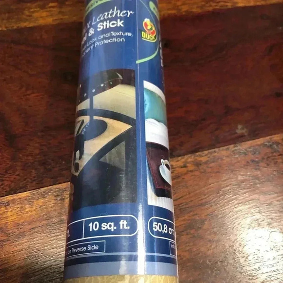 2 Duck Brand 228915 Peel N' Stick Faux Leather Adhesive Shelf Table Liner 20”x 6 - Picture 10 of 11
